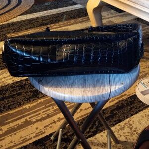 Black Faux leather crocodile purse